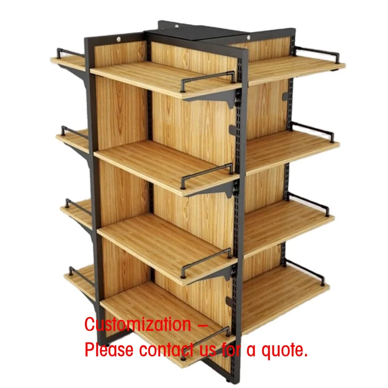 custom.MINISO Market Shelf Snack Wooden Display Shelves Supermarket Shelf