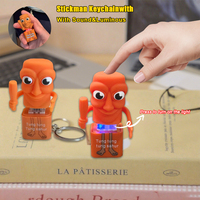 2025 New Tungtungtung Wooden Stick Man Button Keychain with Luminous Pendant - Anime Peripheral Decor Gift Toy