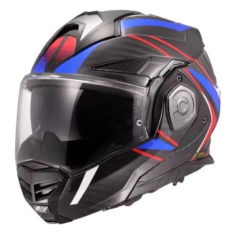 LS2 FF901 6K Carbon Fiber Rear Flip Modular Motorcycle Helmet Dual Visor 3C Certified Unisex All Season