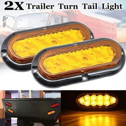 2pcs 12V Universal 10LED Amber Trailer Truck Caravan Taillight Tail Rear Light Turn Signal Brake Stop Lamp Car Pickup Warning