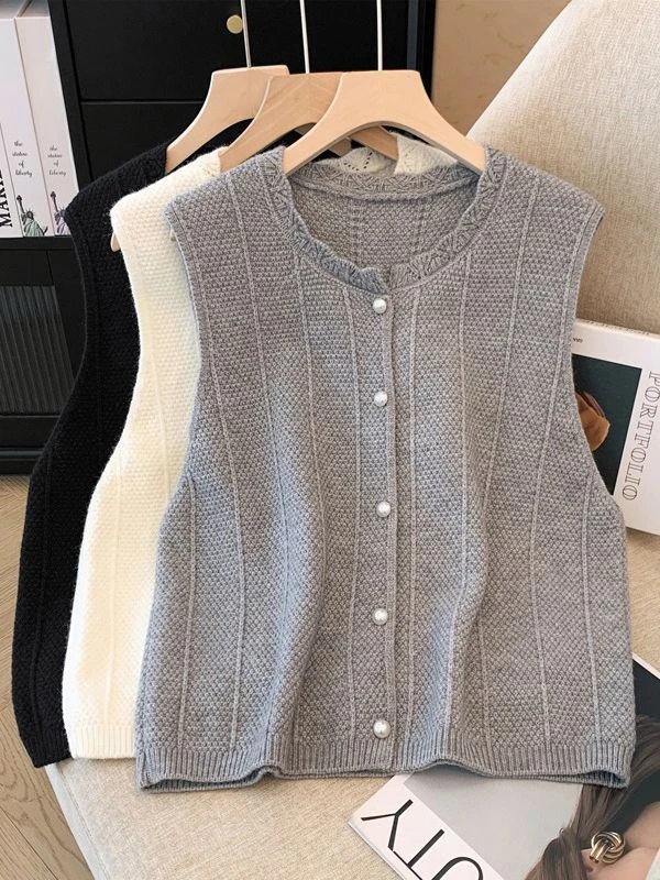 

Ele, весенне-осенний шерстяной вязаный жилет, женский свободный свитер с широкими плечами, майка небольшого размера, Svel Jaet