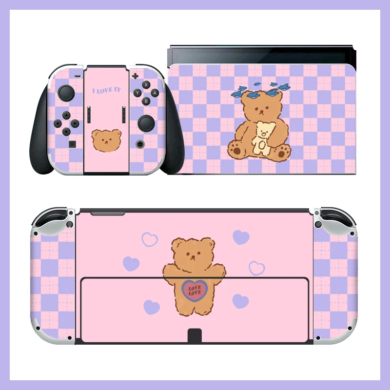 Stickers For Nintendo Switch OLED Switch NS Accessories Cartoon Bear Stickers Full Set Transparent Cases For Switch Console Game