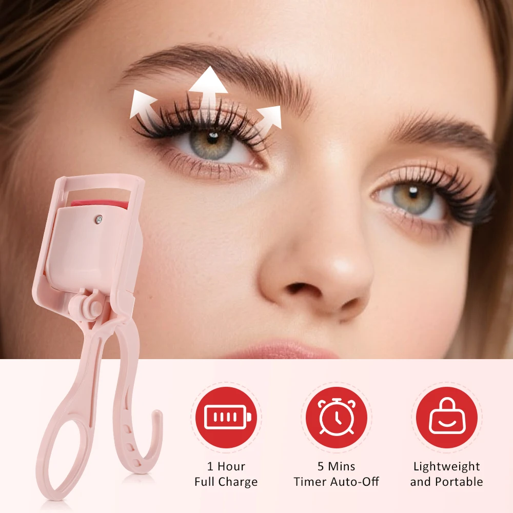 Electric Heated Eyelash Curler Comb Rechargeable Fast Heating Eyelash Curling Machine Long-Lasting Naturally Makeup Tool