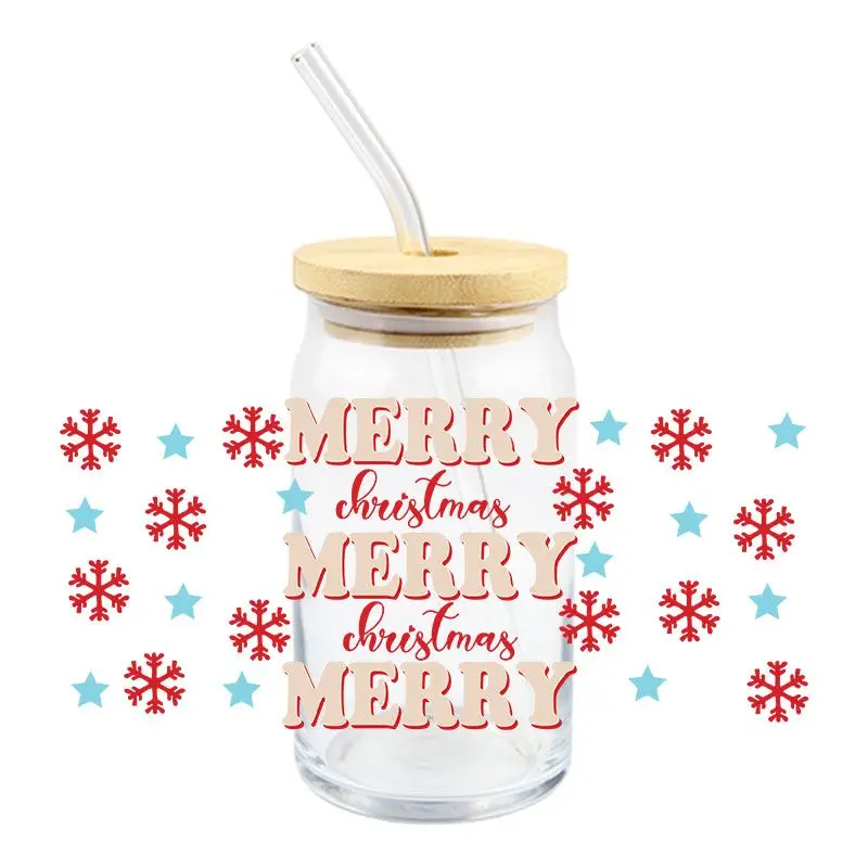 DTF UV WrapsTransf Sticker“Merry Christmas”Can Be Used For Decorating Mugs Tea Cups Coffee Cups Waterproof Brand Logo Custom