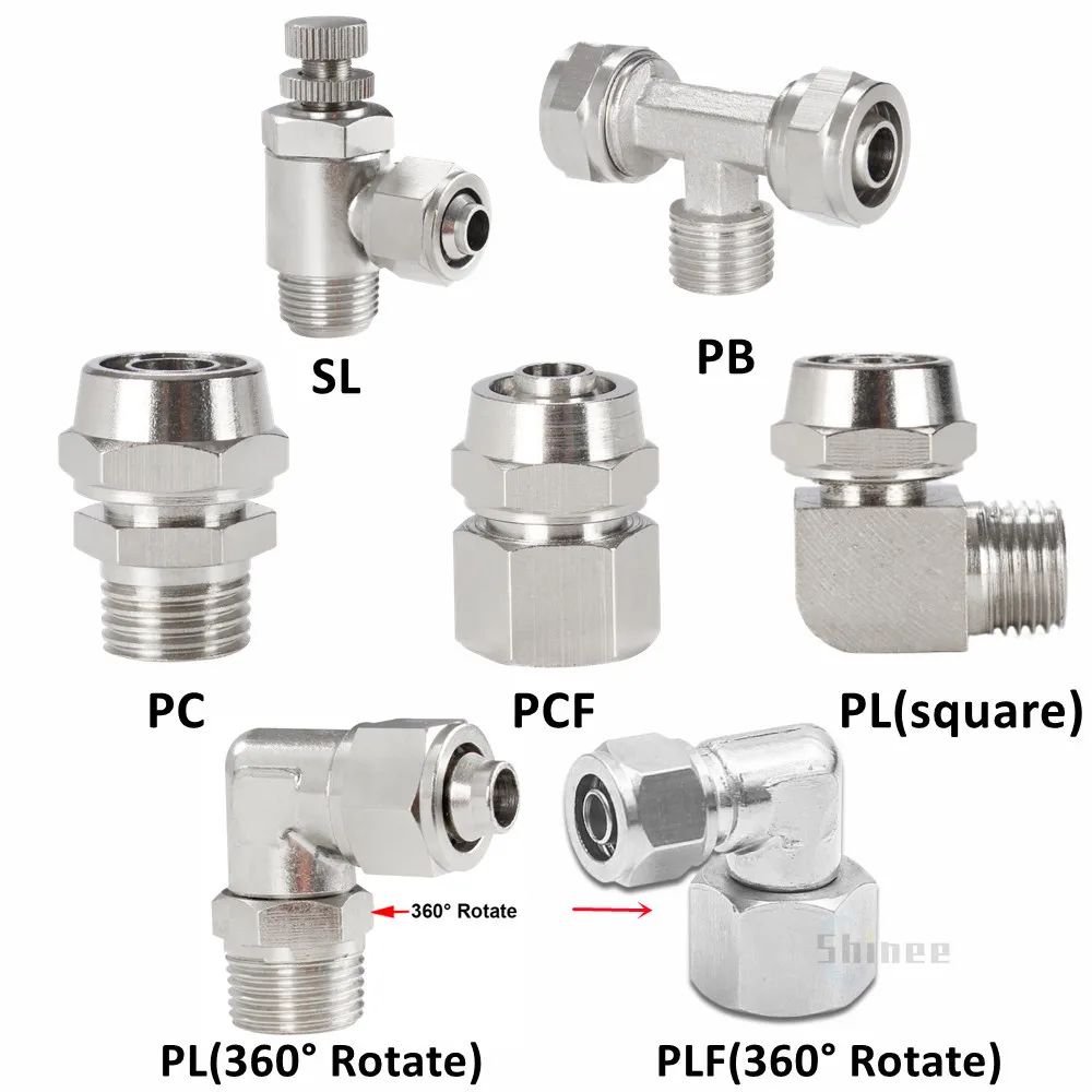 Nickel-plated copper internal thread external thread 1/8” 1/4” 3/8” 1/2” inch thread (PT) trachea quick connector 4 6 8 10 12 mm