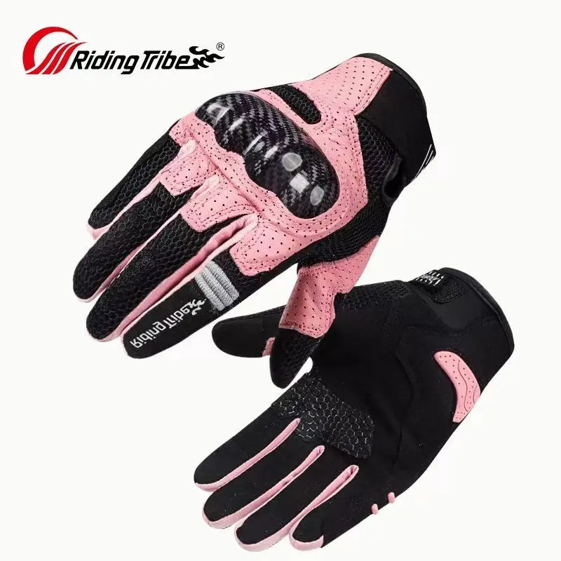 

Men's Women's Summer Breathable Goat Skin Leather Motorcycle Gloves Carbon Fiber Knight Equipment Motorbike Gloves Touch screen