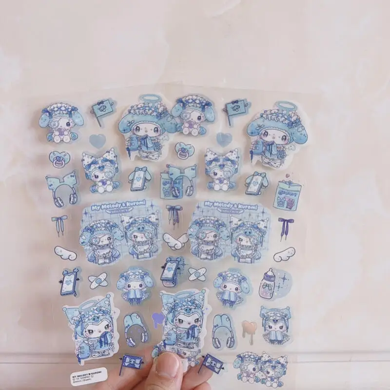 

Kawaii Cartoon My Melody Fine Flash 3D Stickers Creative Phone Case Hand Account Decoration Diy Material Student Reward Sticker