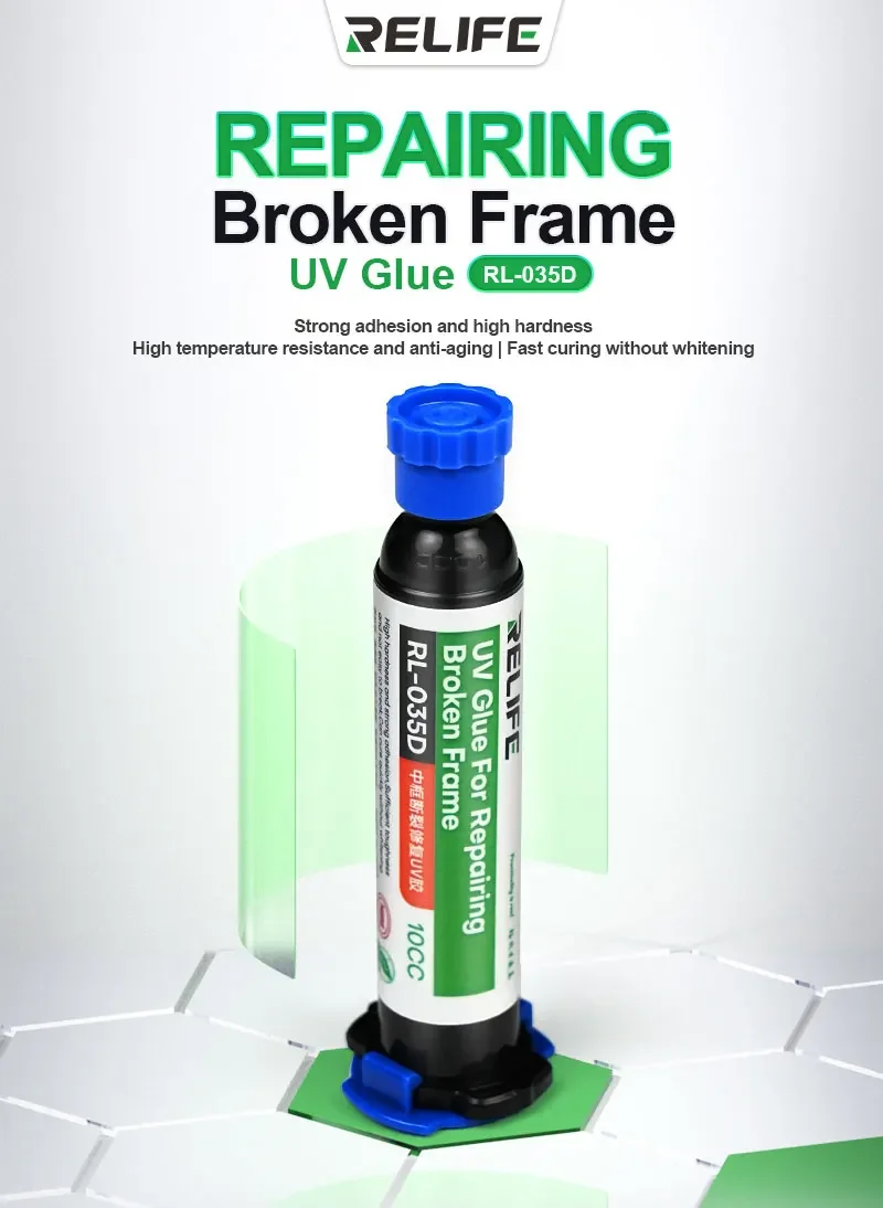 RELIFE RL-035D Repairing Broken Frame UV Adhesive With High Hardness Fast Curing without Whitening Repair Mobile Phone Tools