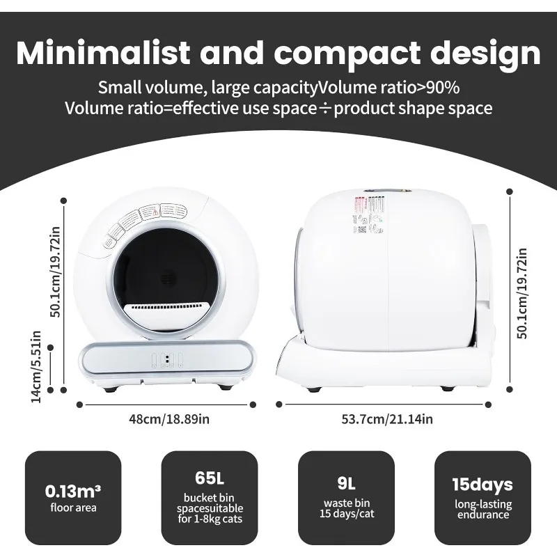 Automatic Cat Litter Box Self Cleaning Tonepie Ultra-Safe  APP Control Lower Entry Large Capacity Weight Monitoring