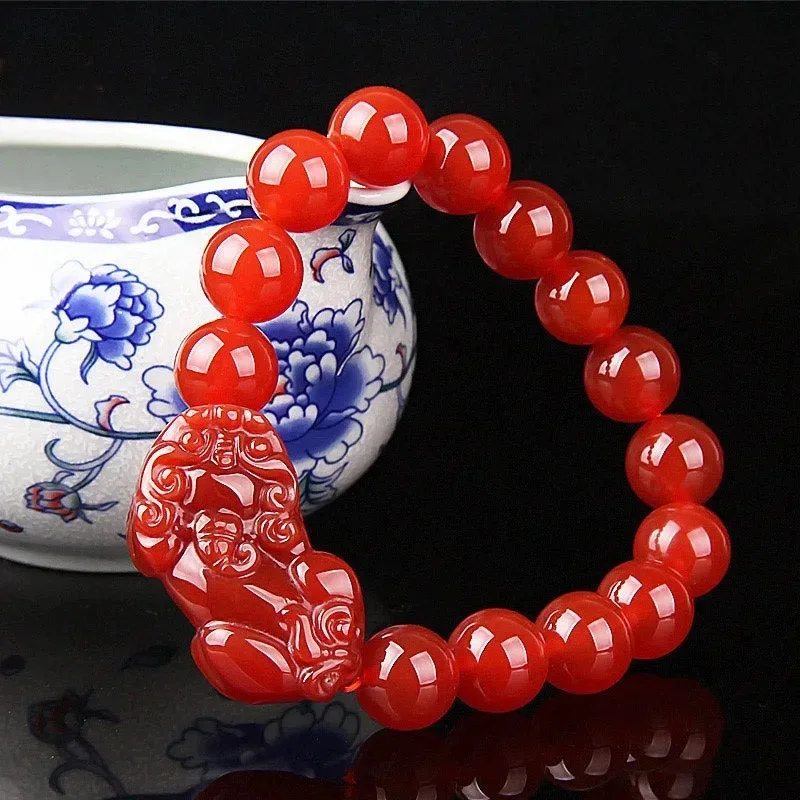 

Агатовый браслет Pixiu, универсальные украшения в китайском красном этническом стиле