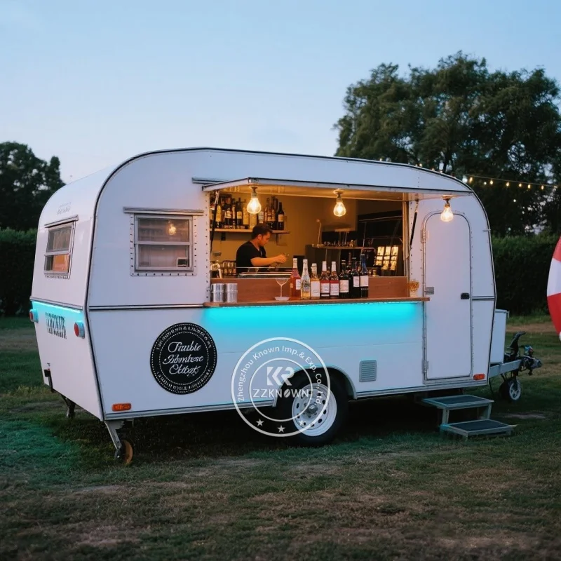 

Germany BBQ Round Food Trailer - Hamburger Chips Concession Truck with Extension for Small Business