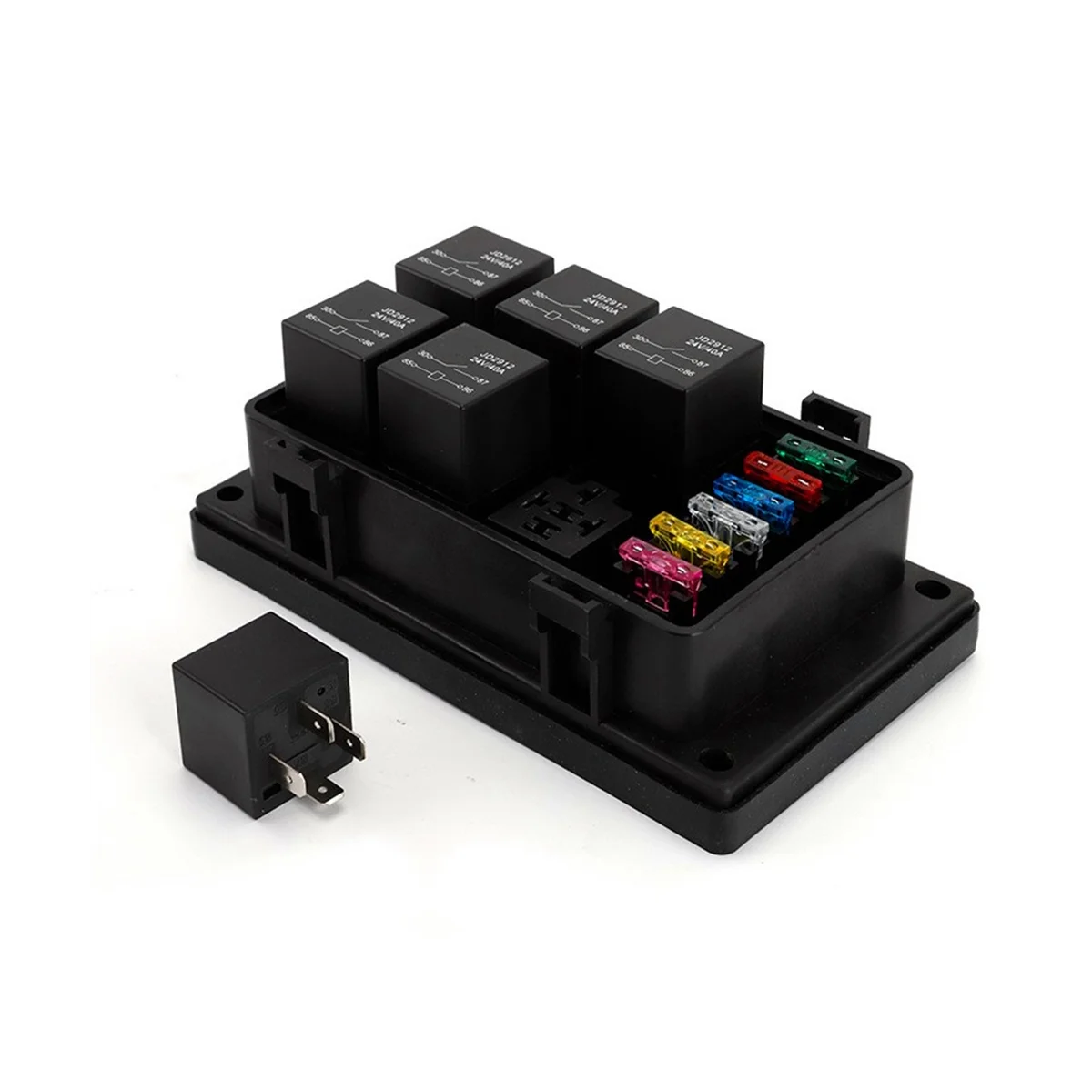 

12V 40A Relay Box 6 Way ATC/ Fuse Block with Relay Universal Waterproof Relay Box 24V 4P for Car