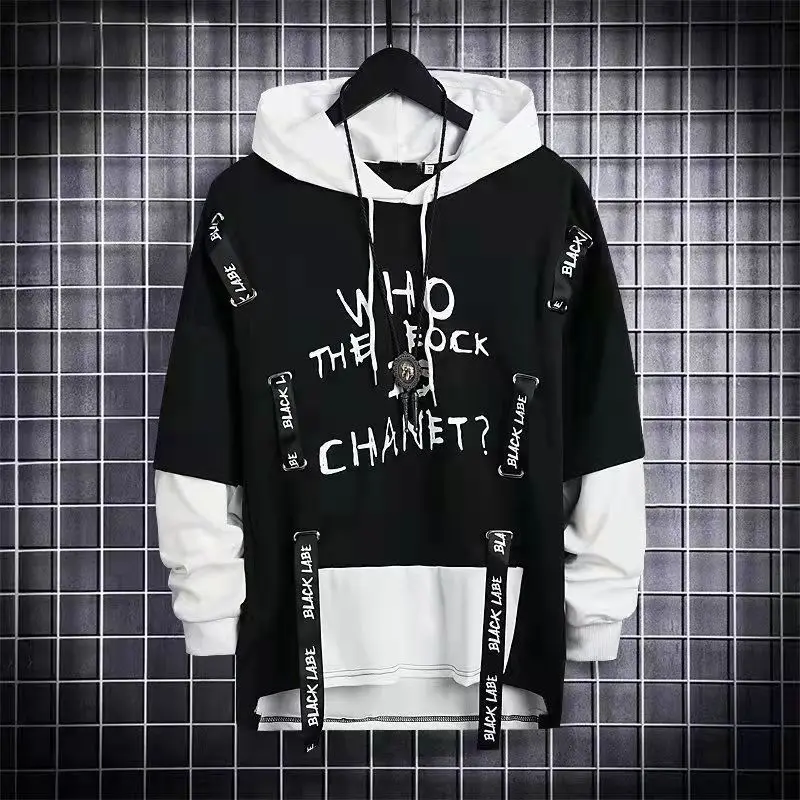 Stylish Thin Hooides for Men Japanese Harajuku Fashion Y2k Black Streetwear Men\'s Hoodies Casual Sport Hip Hop Anime Hoodie