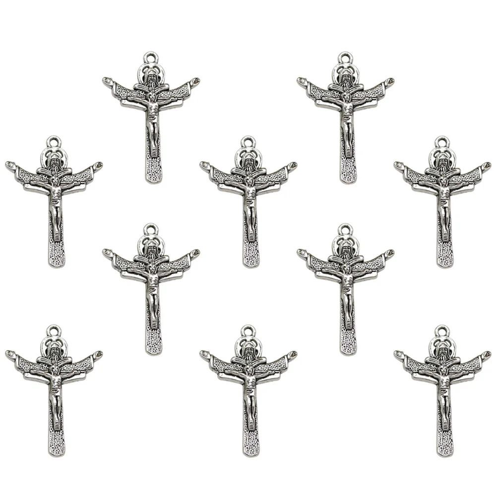 

10 шт. крестообразных подвесок из сплава, шармы для изготовления ювелирных изделий своими руками, аксессуары для ожерелий, браслетов, брелоков, подвеска-шарм из сплава