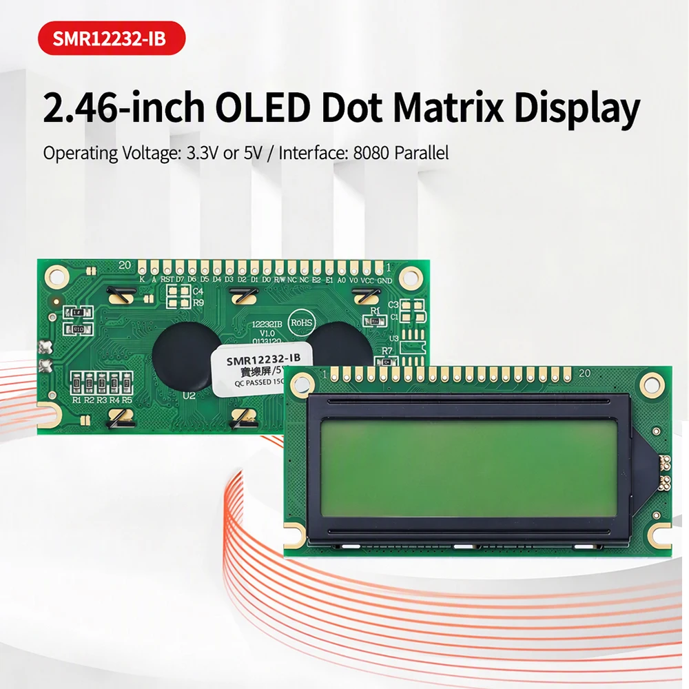 2.46 Inch 122x32 Graphic LCD Screen Module LCD12232IB 20PIN 8080 Parallel LED Backlight 3.3V 5V Display For Arduino MCU Project