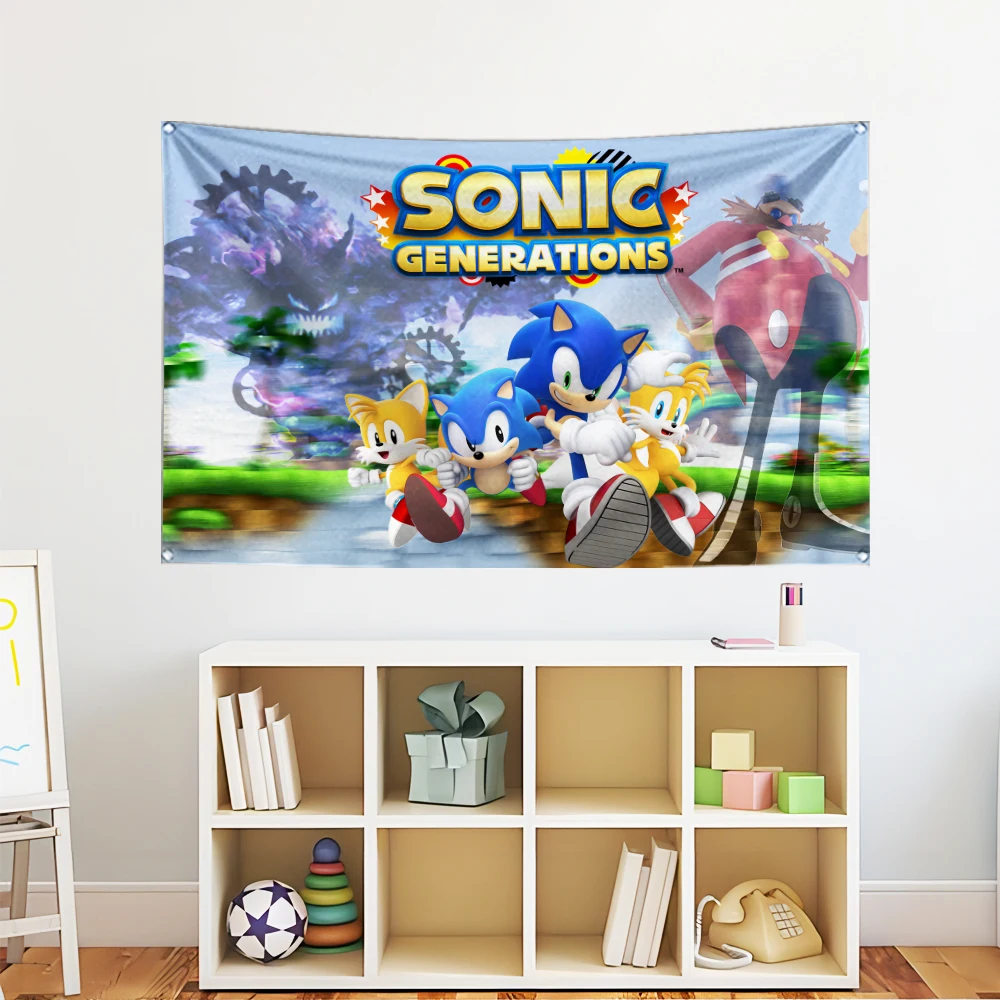 Sonics 3x5 Ft Flag Polyester The Hedgehog Digital Printing Advertise Banner Garage Wall Art Out Door Decoration With Grommets