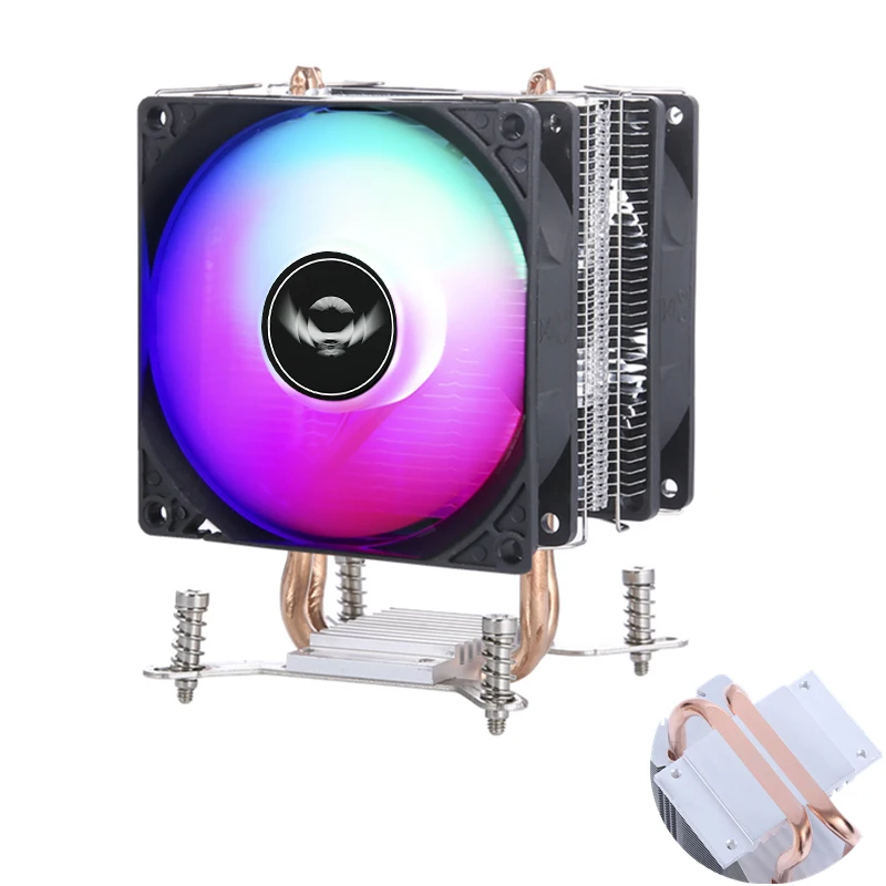 

2 Heat Pipes 90mm Copper Tube CPU Cooler 3/4Pin PC Quiet For Intel LGA 2011 Cooling Fan X79 X99 Motherboard Air-Cooled Radiator