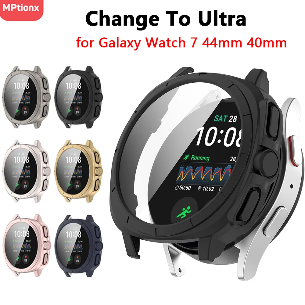 Glass+Case for Samsung Galaxy Watch 7 40mm 44mm Screen Protector Change To Ultra Bumper Cover iWatch Galaxy Watch 7 Accessories