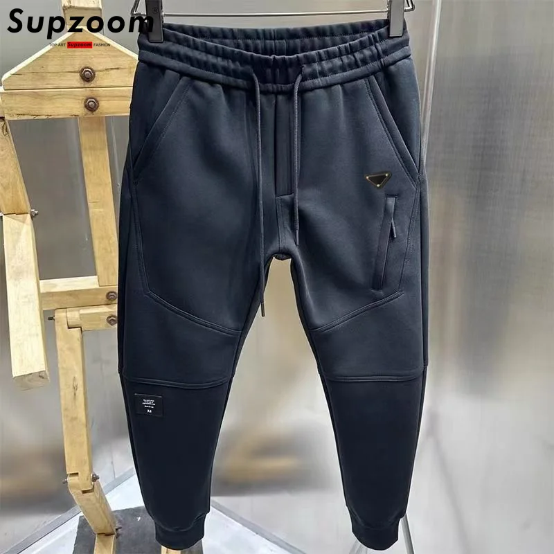 

Supzoom 2025 Новое поступление, модные модные хлопковые брюки с эластичной резинкой на талии, свободные трендовые повседневные мужские хлопковые брюки для пар, спортивные штаны
