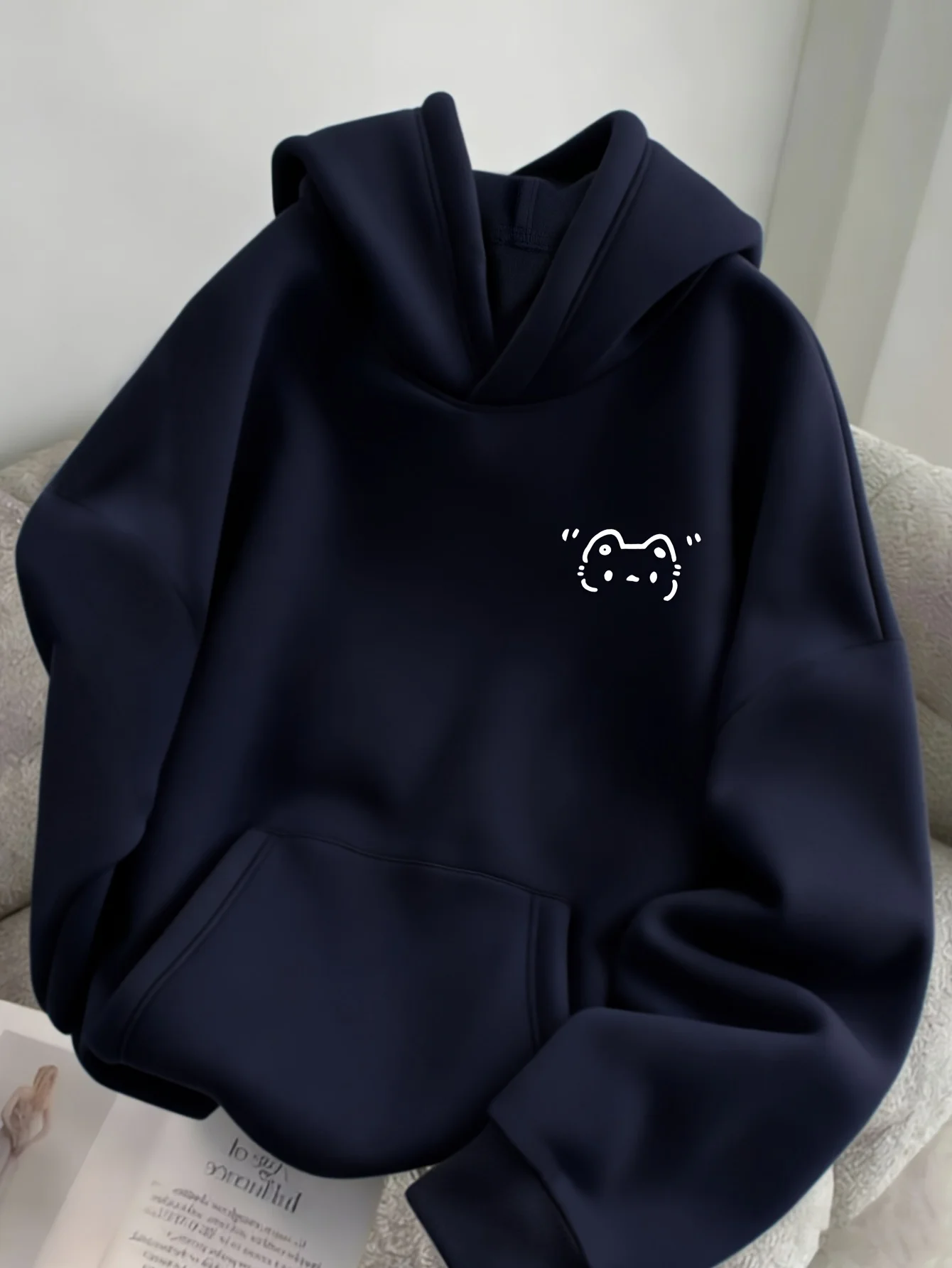 Women Fleece Lined Hoodie Spring Autumn Winter Korean Style Loose Hooded Sweatshirt Ladies Minimalist Trendy Reduce Age