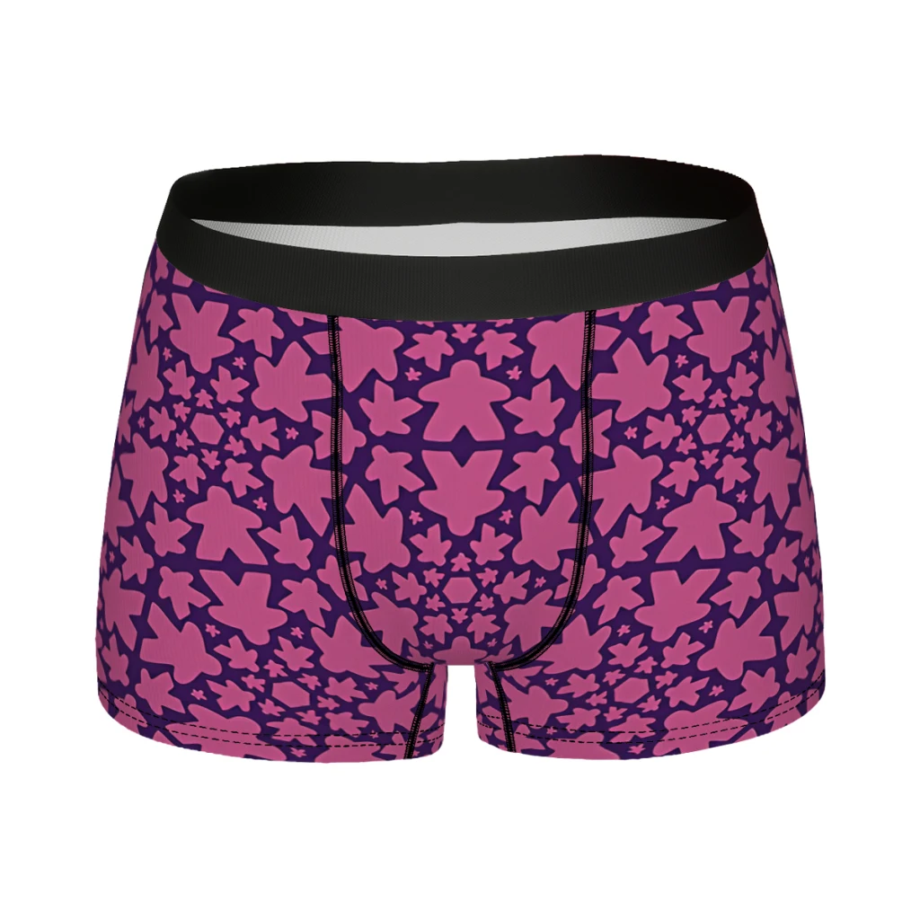 Purple Floral Print Meeple Underpants Homme Panties Man Underwear Comfortable Shorts Boxer Briefs