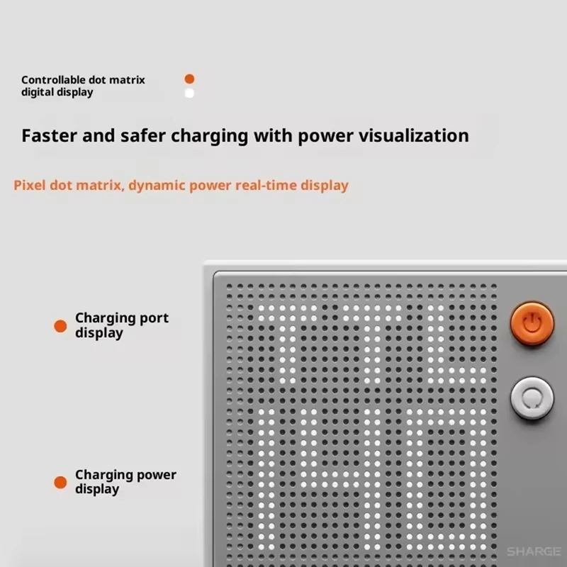 US Plug Dot-Matrix Charger 140W Fast Charging Screen Display Mobile Phone Notebook Multi Port Charging Adapter Grey  -Miuai】