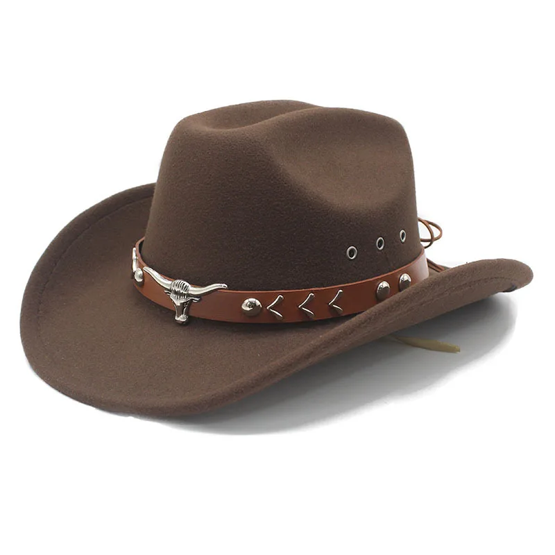 Sombrero de vaquero occidental transfronterizo Vintage, sombreros de Jazz de vaquera para caballero de borde grande, gorra de Cosplay para fiesta de vacaciones, Sombrero para Hombre