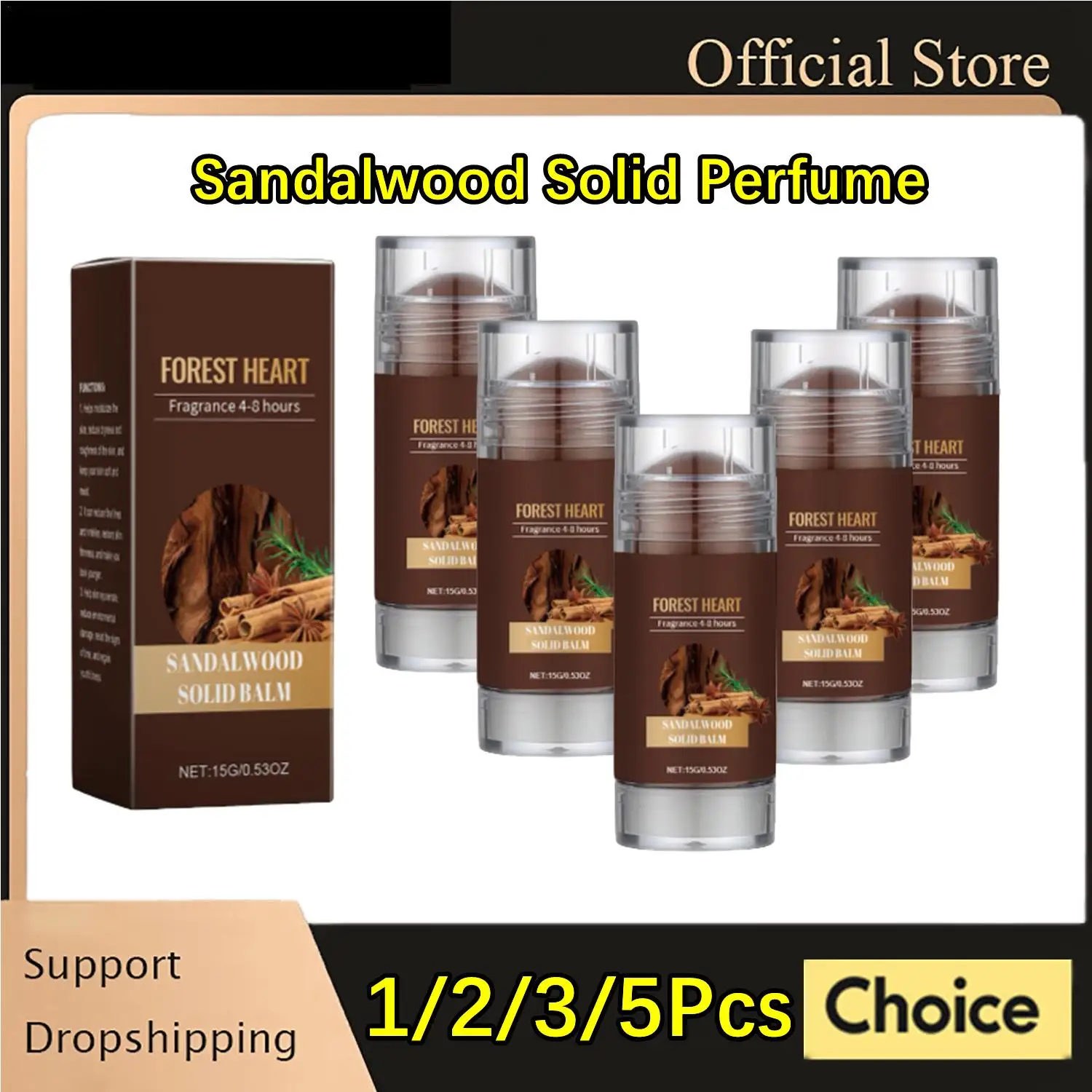 

5X/Lot Sandalwood Perfume Balm Long Lasting Body Scent Temptation Flirting Charming Attraction Fragrance Deodorant Solid Stick