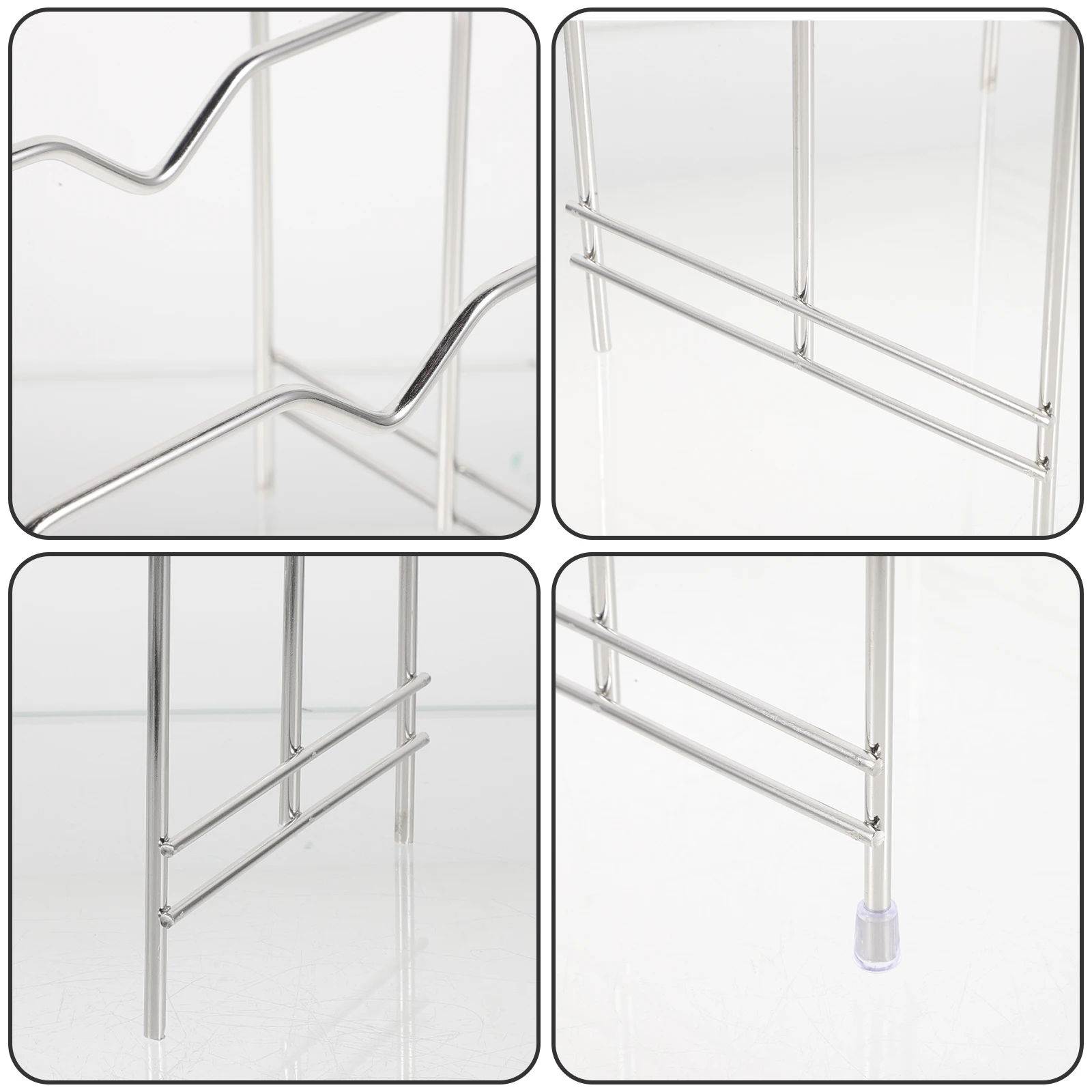 

Stainless Steel Multi layer Rack Kitchen Storage Lid ganizer Non scratch Coating Black Design Rectangle Base Pot Lid Drain Multi