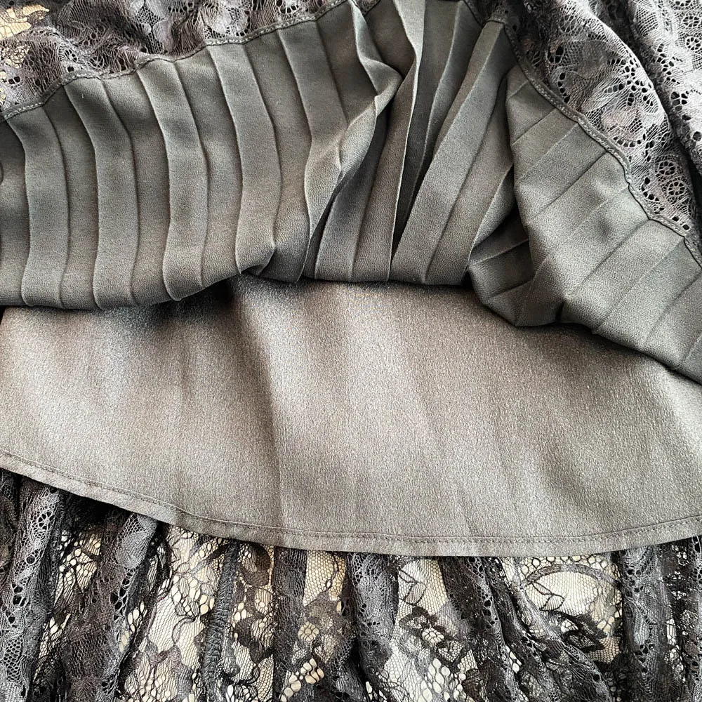 Hepburn eleganti abiti lunghi in tweed donna autunno cintura di cristallo chiffon pieghettato abiti da festa in pizzo abito di lusso occasione formale