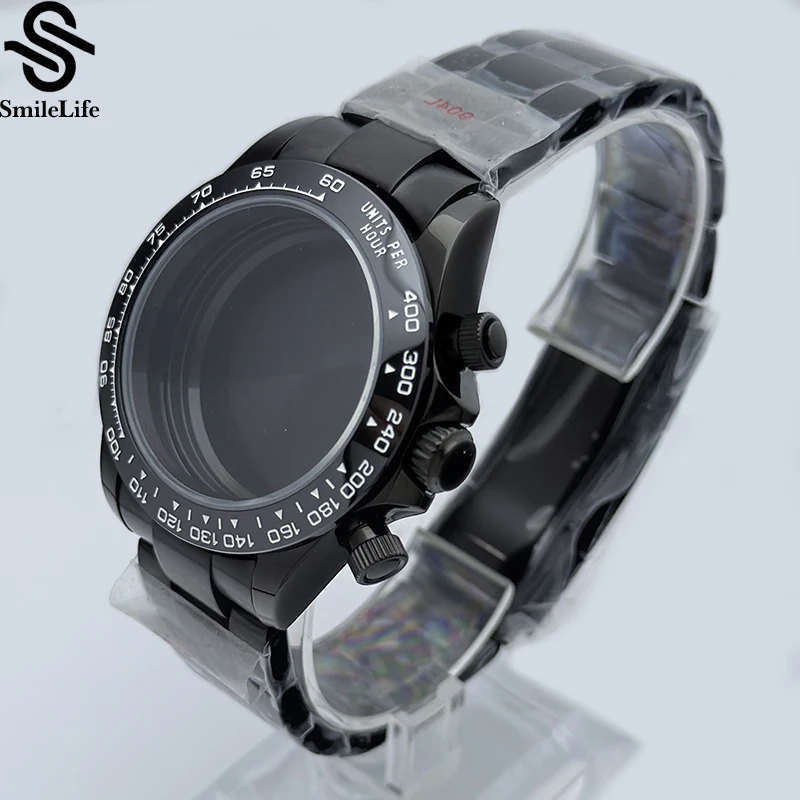 

SmileLife VK63 39mm Case Shapphire Glass Black Case With Stainless Steel Strap Fit VK63 Quartz Movement Watch Accessories