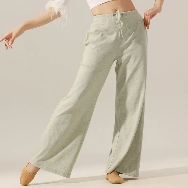 

Dance pants female adult autumn and winter modern high waist black loose dancing body pants straight wide leg practice pants