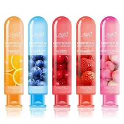 80ML Peach/Strawberry/Blueberry/Cherry/Orange Edible Flavor Water Based Lubricant Sex Anal Oral Gel Sex Lube For Couple Adult