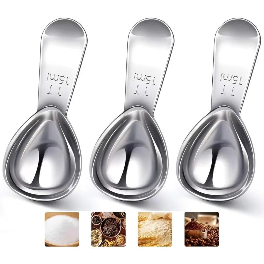 

3 Piece 15g Coffee Scoop Stainless Steel with Graduated Spoon for Coffee Beans Sugar Flavourings etc