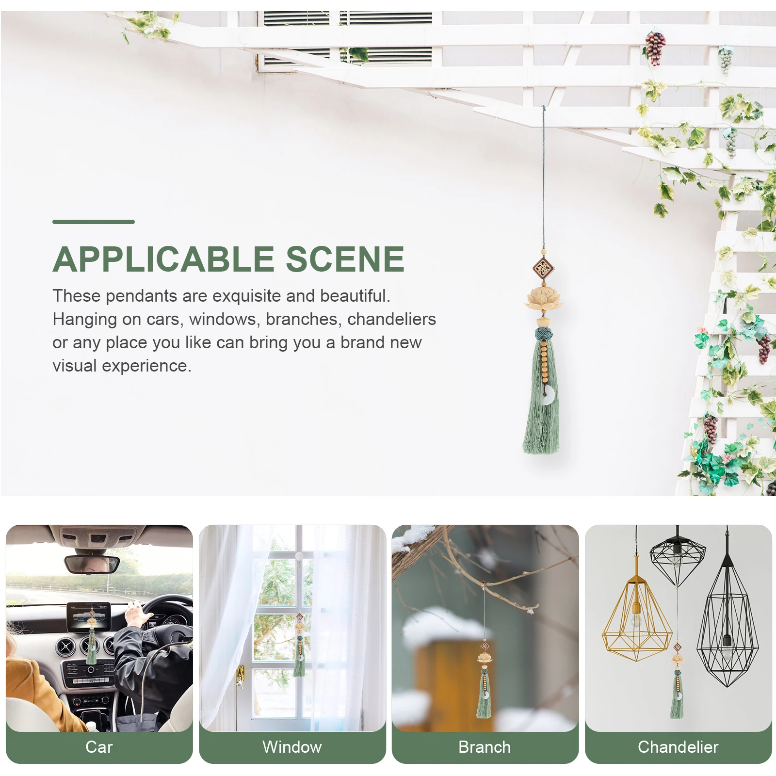 

Rearview Mirror Lotus Hanging Decor Car Accessories Tassel Good Luck Charm Sturdy Lotus Rearview Mirror Pendant Car Decorations