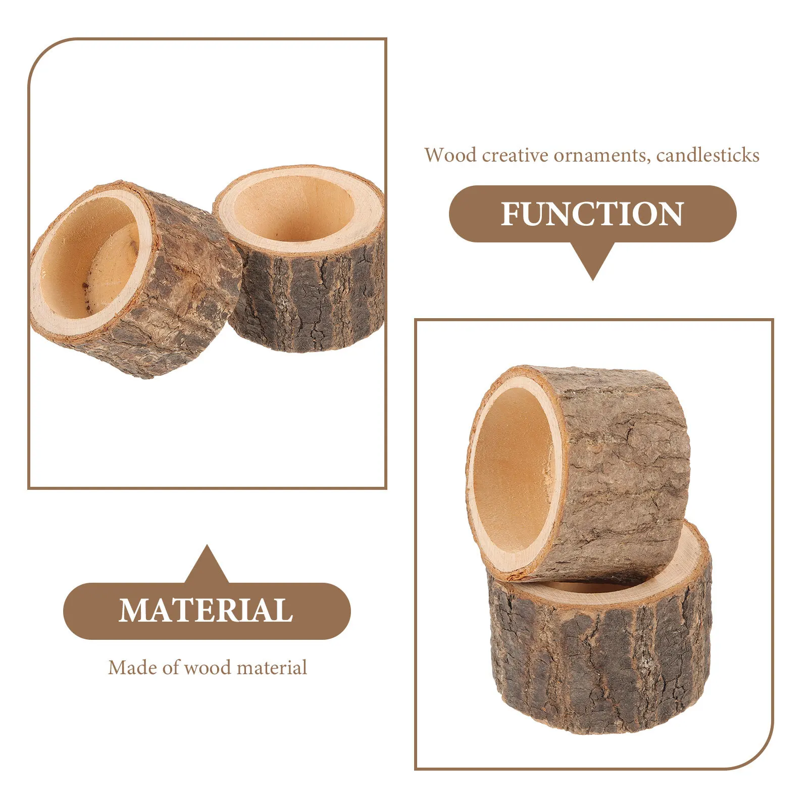 

5pcs Classic Candlestick Wooden Candleholder For Christmas Home Office Decor Creative Container Party Festival Supplies