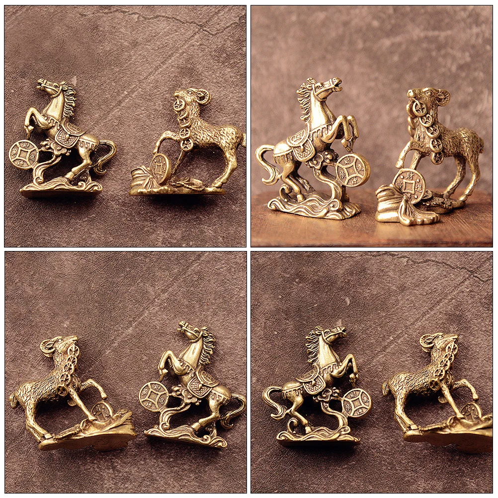 

Brass Horse Ornaments Home Decor Statue Standing Horses Solid Sculpture Copper Office Statues for
