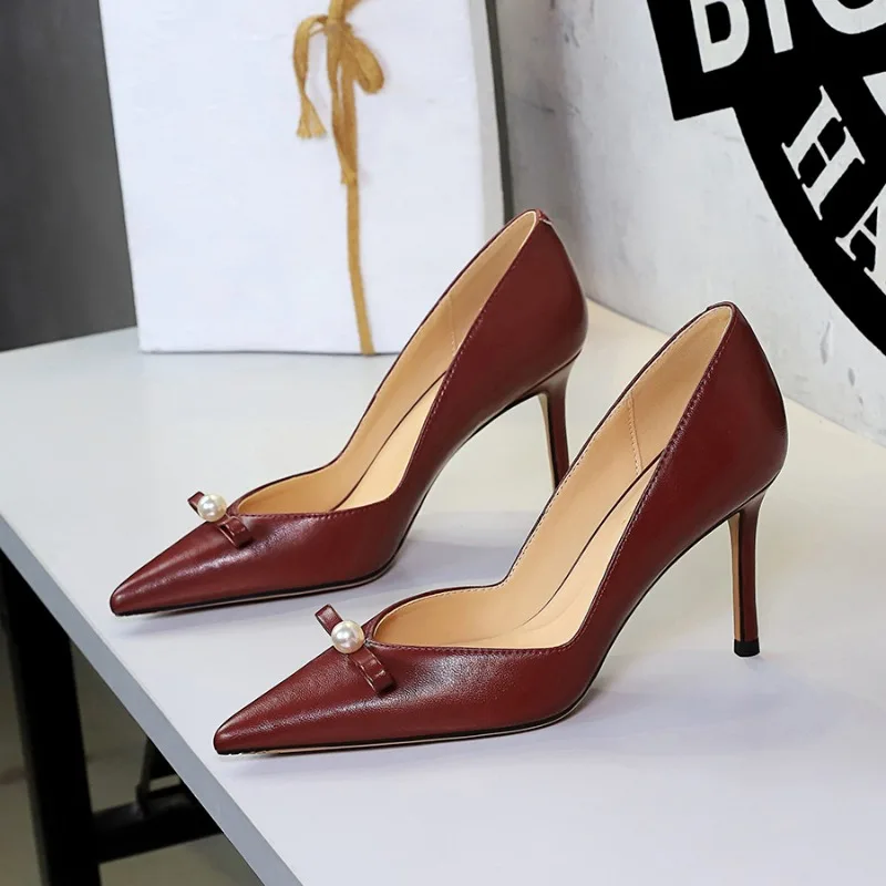 Women's Pumps And Heels Elegant Women's Shoes High Heels Sandals Shoes For Woman White Pearl Pointed Toe Stiletto Banquet Shoes