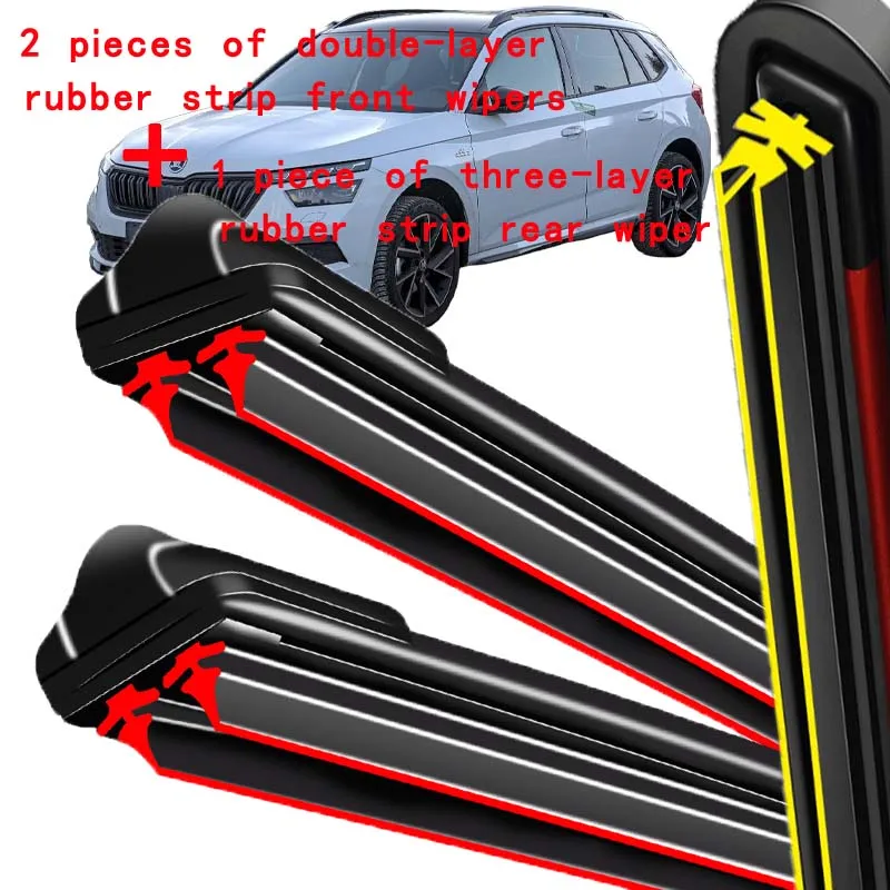 

For Skoda Kamiq 2019-2023 2020 2021 2022 Wiper Front & Rear Wiper Blades Windshield Windscreen Window Brushes 26"+18"+13"