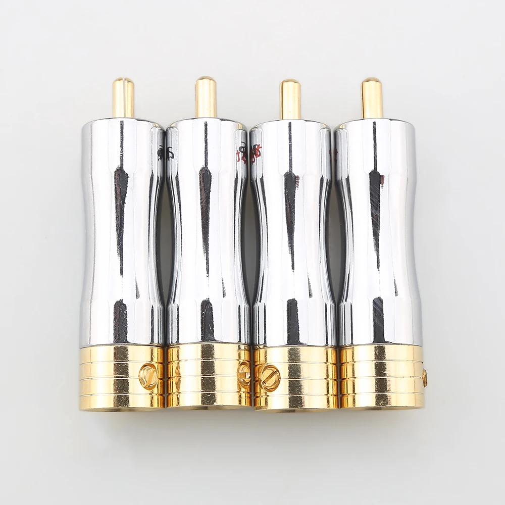 

4 шт. Audiocrast RCA штекер адаптер аудио фонокорректор позолоченный разъем для пайки HIFI 8 мм кабельная вилка ремонтные концы для ремонта кабеля