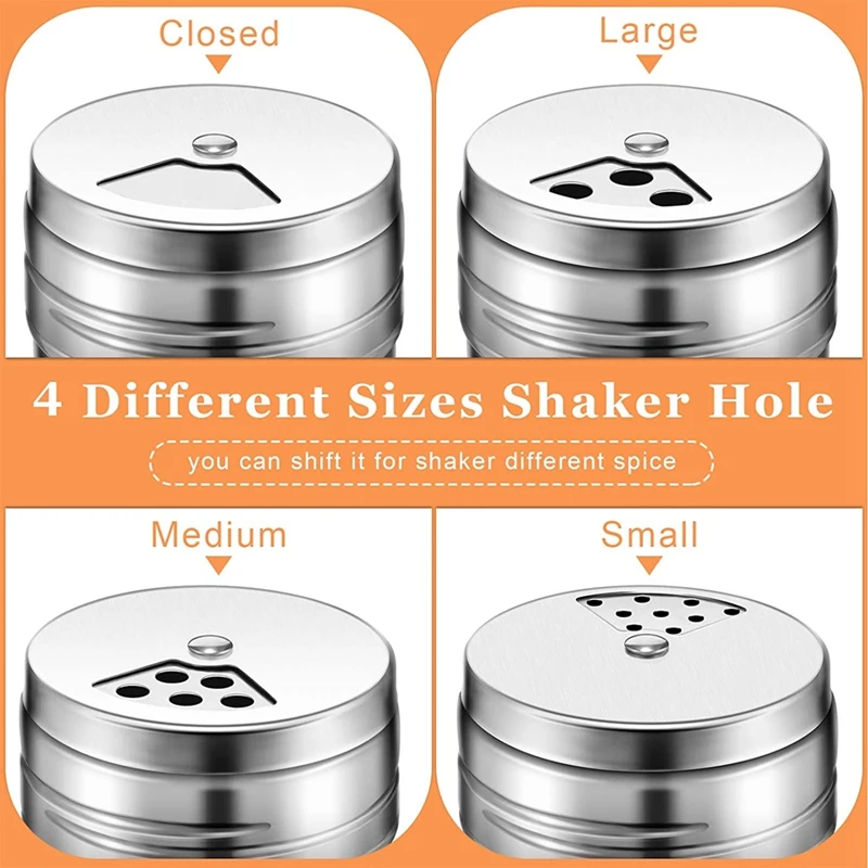 On sale 6PCS of Stainless Steel Salt and Pepper with Rotating Lid Sugar Spice Condiments, Seasoning Pot, Condiment Pot, Kitchen