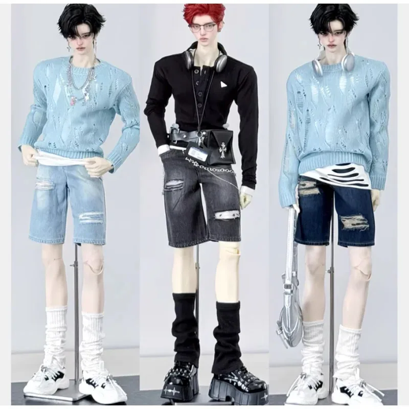 

BJD Doll Clothes For 75cm Doll Uncle Size Dolls Blue Black Ripped Jeans Shorts Dolls Clothing Accessories(No Doll)