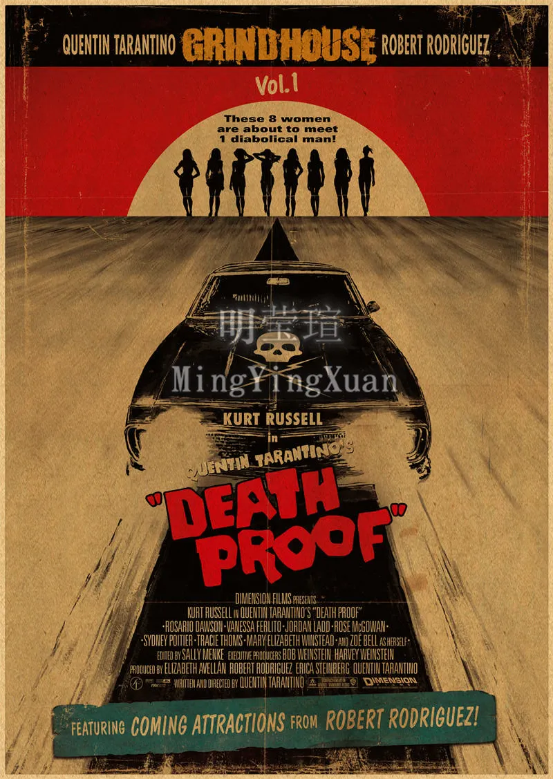 Death Proof  Vintage Kraft Paper Poster High Definition Classic Movies Retro Sticker for Bar Cafe Home Art Wall Creative Decor