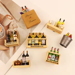 Mini Wine Wine Bottle Wooden Rack Cute Refrigerator Stickers Shooting Props Creative Model Scale Ornaments Home Decor Decoration