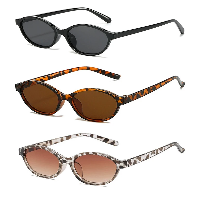 Retro Oval Cat Eye Sunglasses for Women Vintage 90s Design Small Fashion Sun Glasses UV400 Y2k Trendy Narrow Shades Eyewear