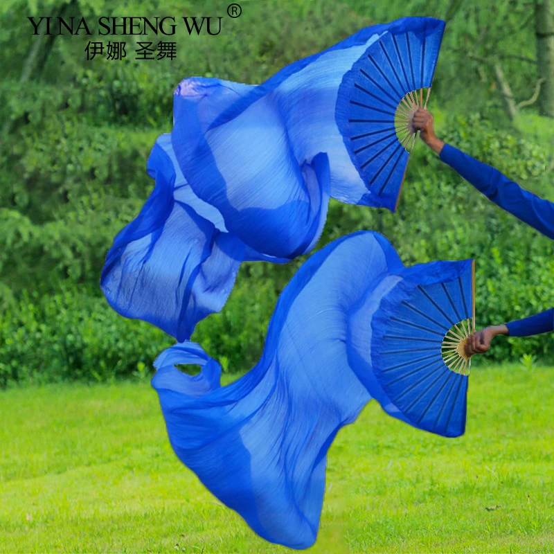 1pair/1pc 100% Real Silk Belly Dance Fans Veil Bamboo Ribs Handmade Dyed Dance Performance Long Fan Belly Dancing Real Silk Fans