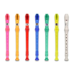 8 Holes Soprano Flute with Cleaning Stick Musical Instrument for Kids Beginners Plastics Instrument Recorder 7 Colors Flutes