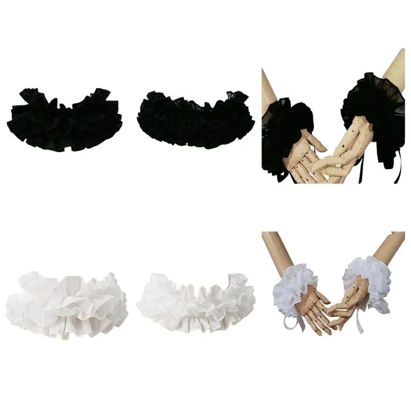 

Women Renaissances False Collar Wrist Cuffs Victorians Halloween Costume Colonial Ruffled Neck Ruff Chokers X4YC