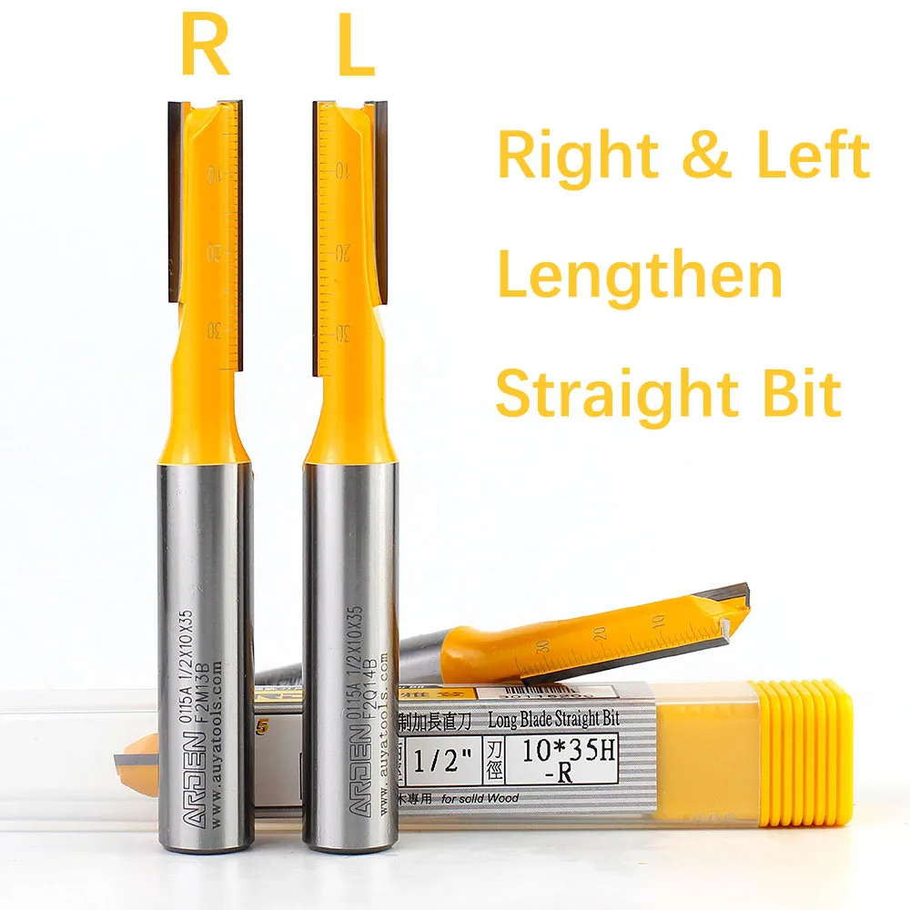 ARDEN متري 2 المزامير مستقيم راوتر بت 1/2 بوصة عرقوب كربيد مشقوق قطع للخشب MDF 8-12 مللي متر إطالة R & L بت مستقيم