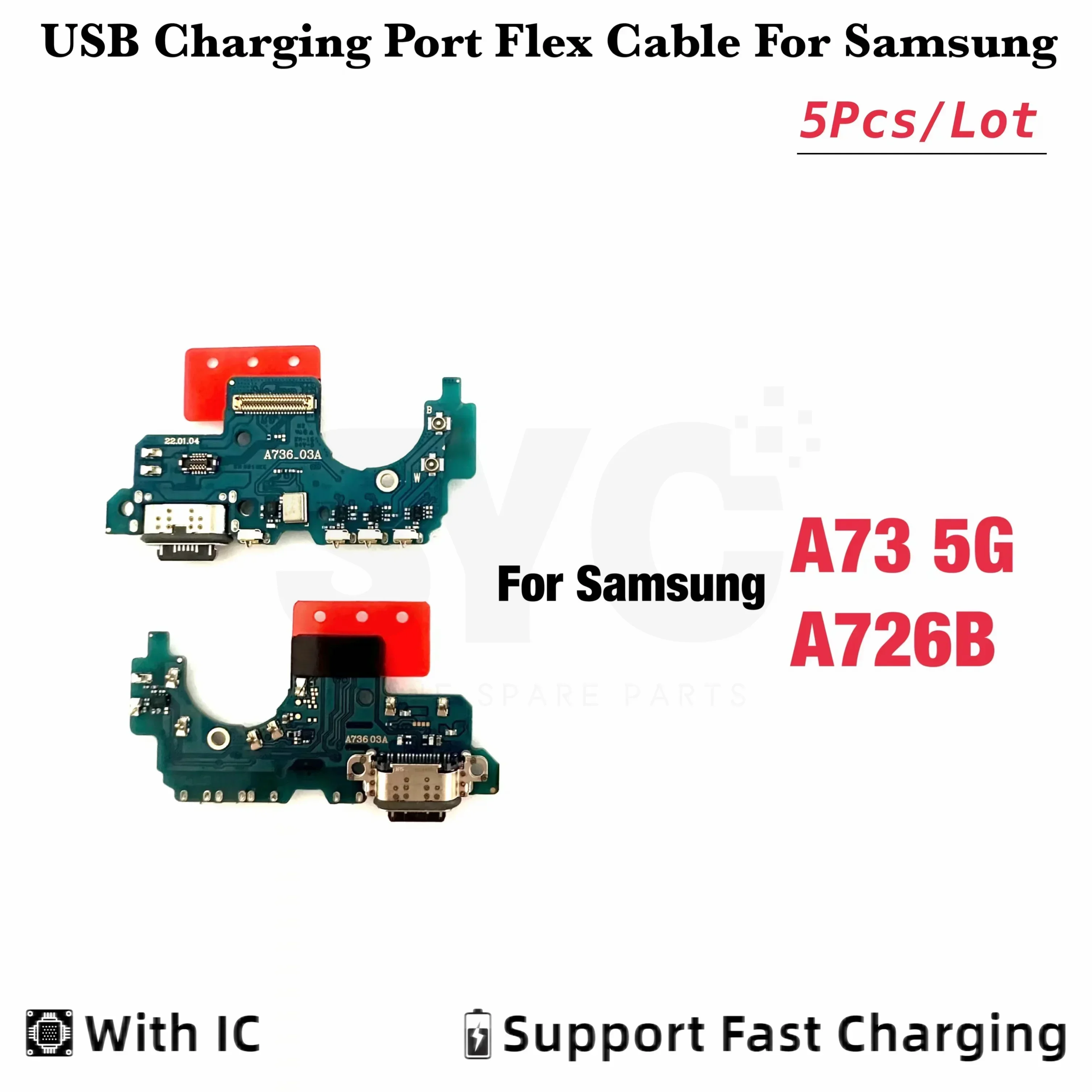 

5Pcs USB Charging Port Mic Microphone Dock Connector Board Flex Cable For Samsung A73 5G A736 A736B Repair Parts